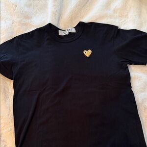 Comme des Garçons PLAY Black Short Sleeve Tee with Gold Heart Patch